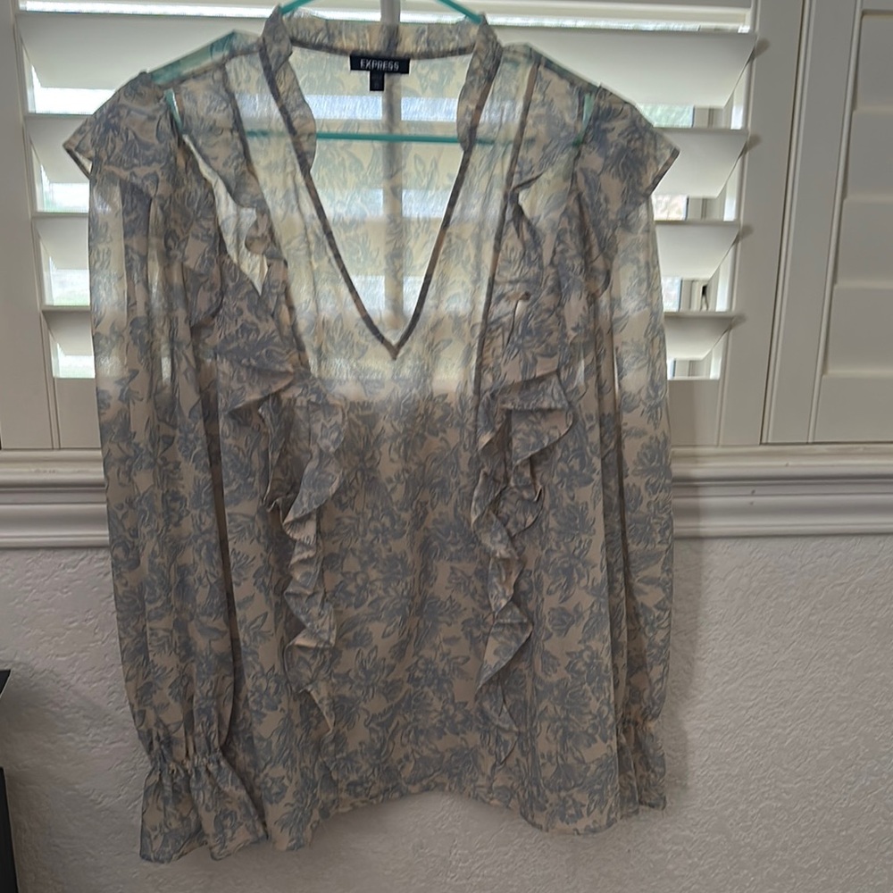 Express Blue Floral Women's Top